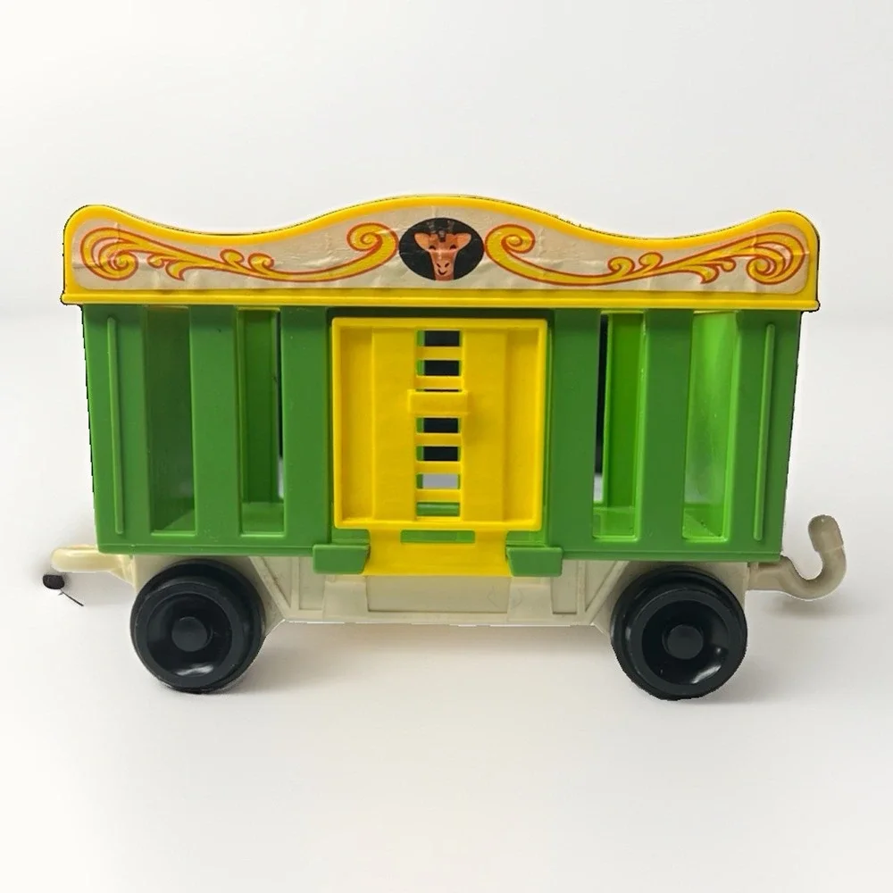 Fisher Price Little People Circus Train 1 Car Green Yellow Lion Cage Vintage